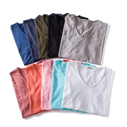 Blank V-neck T-shirt with Slim Fit Design - Image 10