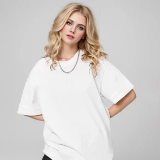 Oversized Short Sleeve Shirt with Crew Neck