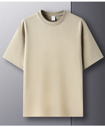 Minimalist Plain T-shirt with Round Neck - Image 12