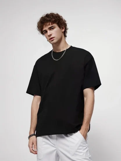 Oversized Short Sleeve Shirt with Crew Neck - Image 3