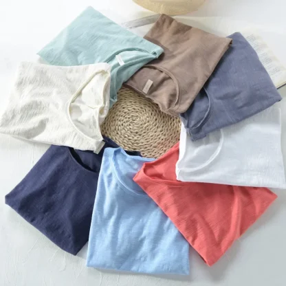 Soft Breathable Solid Shirt with O-neck - Image 2