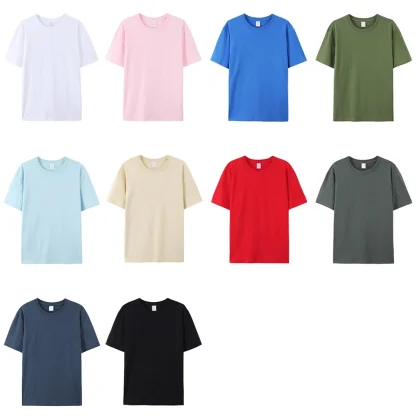 Basic Plain T-shirt with Crew Neck - Image 14